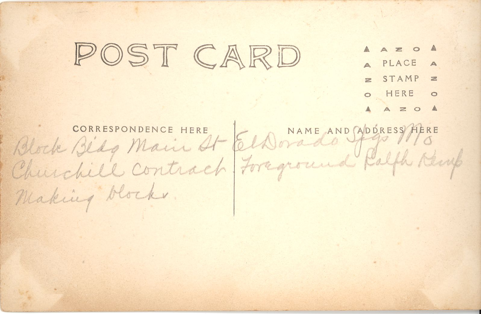 Back of Post Card